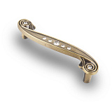 Ручка скоба с кристаллами, коллекция "Water", 96 мм, цвет состаренная бронза (WS006-96BA)