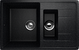 Мойка кухонная прямоугольная с дополнительной чашей с крылом, искусственный камень, цвет черный (ES-22/308)