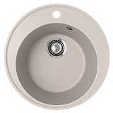 Круглая кухонная мойка Ø485, глубина 180 мм с отверстием под смеситель, кварц, цвет песок  (Nora 485-10)
