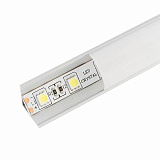 Алюминиевый профиль угловой 16x16 мм, L=2 м с матовым экраном, с заглушками и крепежом, серебристый (LR49-M)